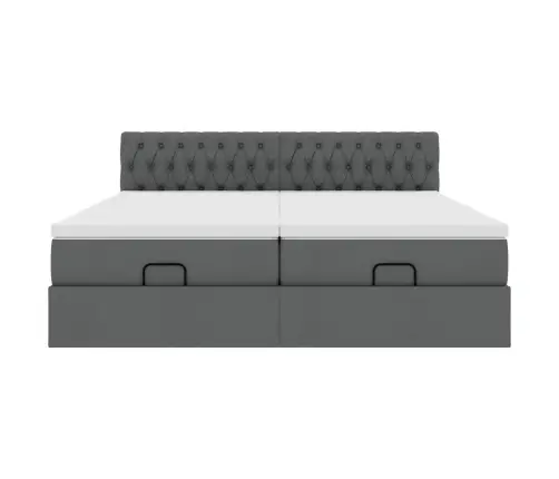 Osmaņu Gultas Rāmis Ar Matračiem Tumši Pelēks 200X200Cm Audums Vidaxl