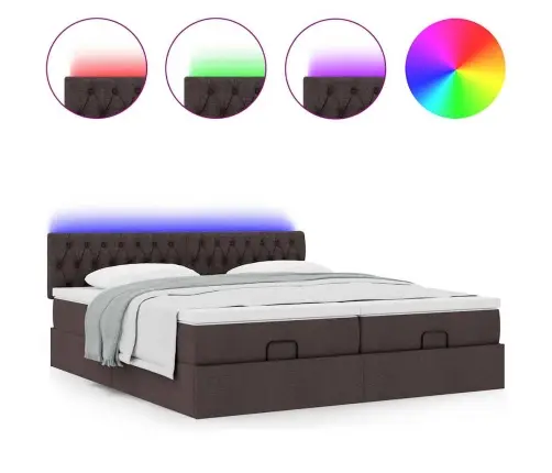 Ottomani Voodiraam Madratsitega, Tumepruun, 200X200cm Kangas