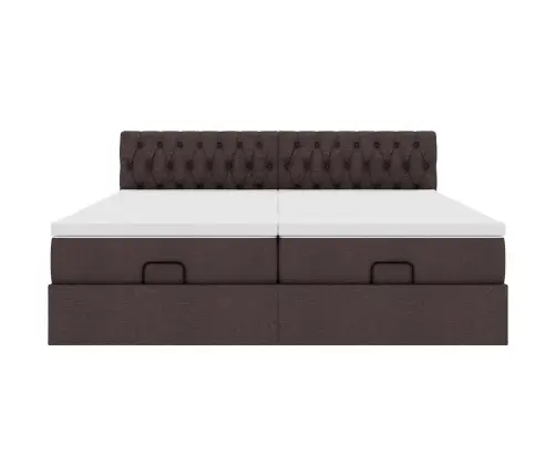 Ottomani Voodiraam Madratsitega, Tumepruun, 200X200cm Kangas