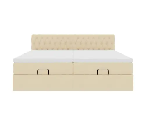 Osmaņu Gultas Rāmis Ar Matračiem Krēmkrāsas 200X200Cm Audums Vidaxl