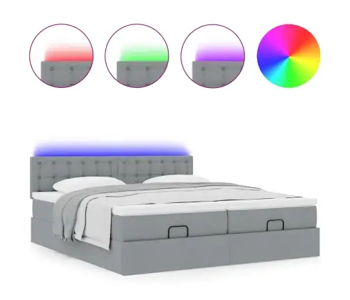 Osmaņu Gultas Rāmis Ar Matračiem Gaiši Pelēks 160X200Cm Audums Vidaxl