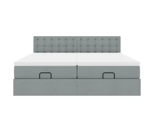 Osmaņu Gultas Rāmis Ar Matračiem Gaiši Pelēks 160X200Cm Audums Vidaxl