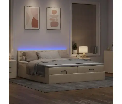 Osmanų Lovos Rėmas Su Čiužiniais, Kreminis, 160X200cm Audinys