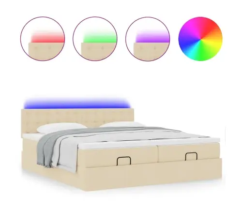 Osmanų Lovos Rėmas Su Čiužiniais, Kreminis, 160X200cm Audinys