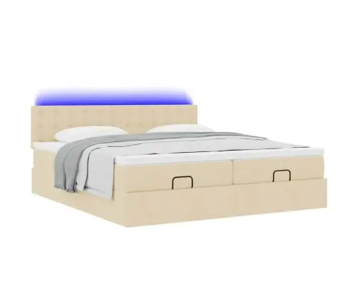 Osmanų Lovos Rėmas Su Čiužiniais, Kreminis, 160X200cm Audinys