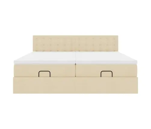 Osmanų Lovos Rėmas Su Čiužiniais, Kreminis, 160X200cm Audinys