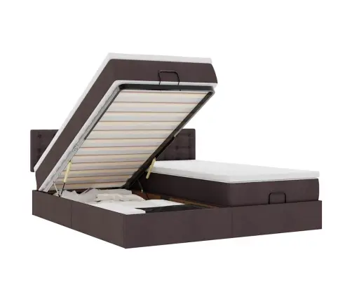 Osmaņu Gultas Rāmis Ar Matračiem Tumši Brūns 180X200Cm Audums Vidaxl