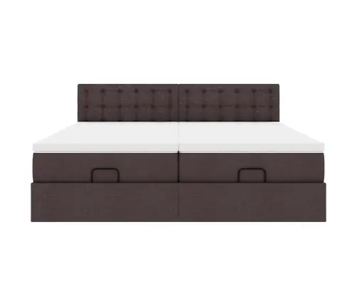Osmaņu Gultas Rāmis Ar Matračiem Tumši Brūns 180X200Cm Audums Vidaxl