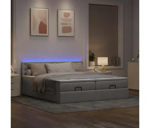 Osmaņu Gultas Rāmis Ar Matračiem Pelēkbrūns 180X200Cm Audums Vidaxl