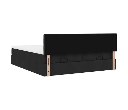 Osmaņu Gultas Rāmis Ar Matračiem Melns 200X200Cm Audums Vidaxl