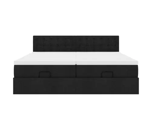 Osmaņu Gultas Rāmis Ar Matračiem Melns 200X200Cm Audums Vidaxl