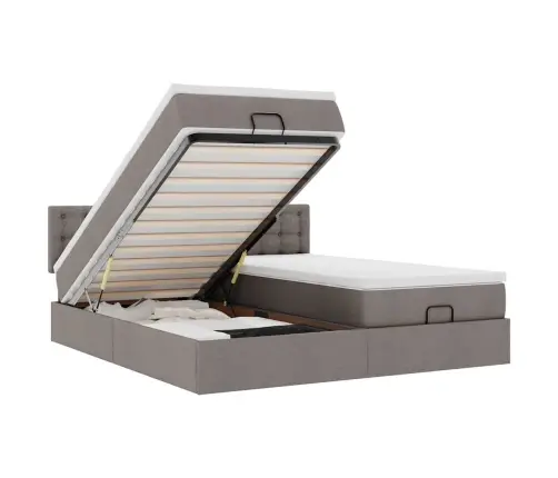 Osmaņu Gultas Rāmis Ar Matračiem Pelēkbrūns 200X200Cm Audums Vidaxl