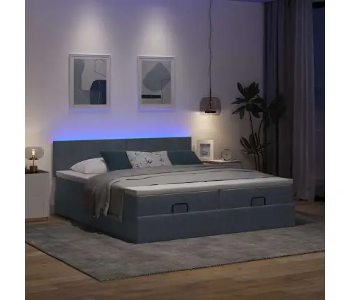 Osmaņu Gultas Rāmis Ar Matračiem Tumši Pelēks 160X200Cm Audums Vidaxl