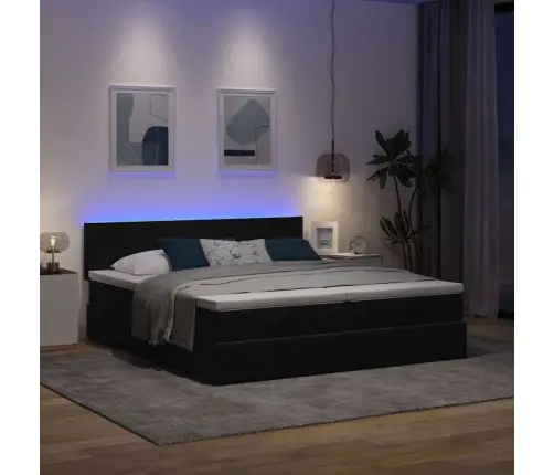 Osmaņu Gultas Rāmis Ar Matračiem Melns 160X200Cm Audums Vidaxl