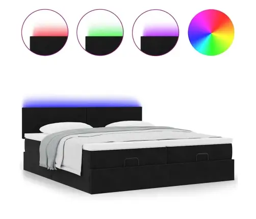 Osmaņu Gultas Rāmis Ar Matračiem Melns 160X200Cm Audums Vidaxl