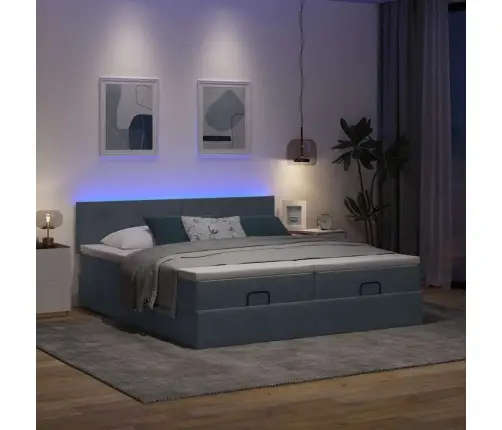 Osmaņu Gultas Rāmis Ar Matračiem Tumši Pelēks 200X200Cm Audums Vidaxl