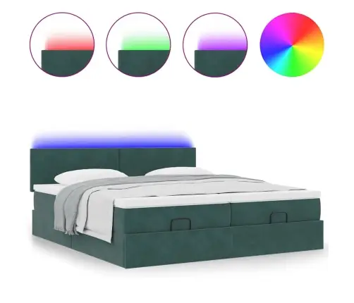 Ottomani Voodiraam Madratsitega, Tumeroheline, 200X200cm Samet