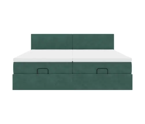 Ottomani Voodiraam Madratsitega, Tumeroheline, 200X200cm Samet