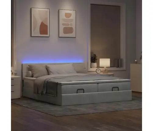 Osmaņu Gultas Rāmis Ar Matračiem Gaiši Pelēks 160X200Cm Audums Vidaxl