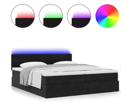 Osmaņu Gultas Rāmis Ar Matračiem Melns 160X200Cm Audums Vidaxl