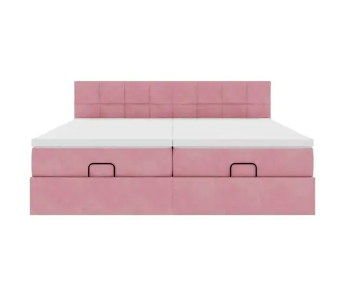 Osmaņu Gultas Rāmis Ar Matračiem Rozā 180X200Cm Audums Vidaxl