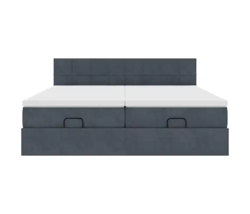 Ottomani Voodiraam Madratsitega, Tumehall, 200X200 cm Samet