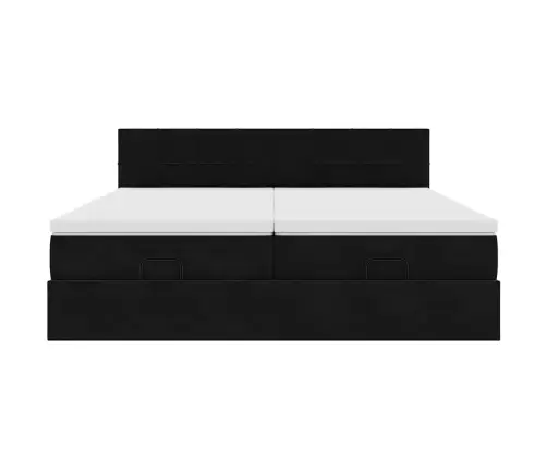 Osmaņu Gultas Rāmis Ar Matračiem Melns 200X200Cm Audums Vidaxl