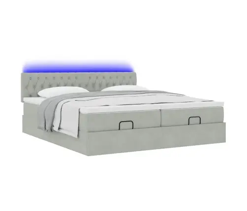 Osmanų Lovos Rėmas Su Čiužiniais, Pilkas, 160X200cm Aksomas