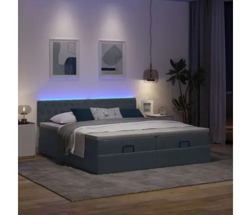 Osmaņu Gultas Rāmis Ar Matračiem Tumši Pelēks 160X200Cm Audums Vidaxl