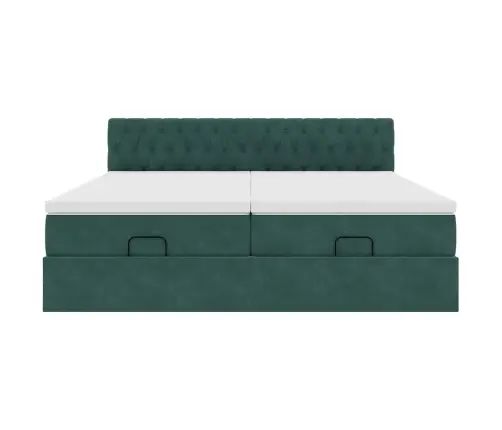 Osmaņu Gultas Rāmis Ar Matračiem Tumši Zaļš 160X200Cm Audums Vidaxl