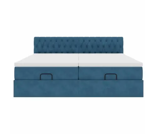 Ottomani Voodiraam Madratsitega, Tumesinine, 160X200 cm Samet