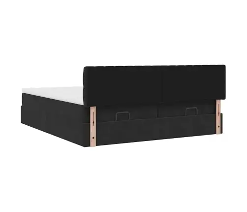 Osmaņu Gultas Rāmis Ar Matračiem Melns 180X200Cm Audums Vidaxl