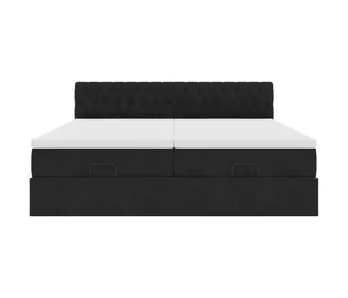 Osmaņu Gultas Rāmis Ar Matračiem Melns 180X200Cm Audums Vidaxl