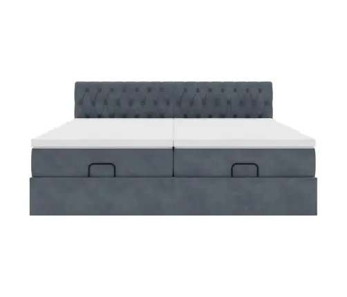 Osmaņu Gultas Rāmis Ar Matračiem Tumši Pelēks 200X200Cm Audums Vidaxl