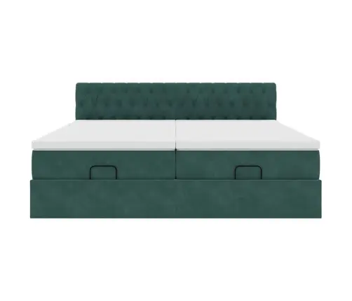 Osmanų Lovos Rėmas Su Čiužiniais, Žalias, 200X200cm Aksomas