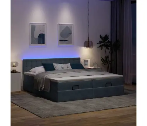 Osmaņu Gultas Rāmis Ar Matračiem Tumši Pelēks 160X200Cm Audums Vidaxl