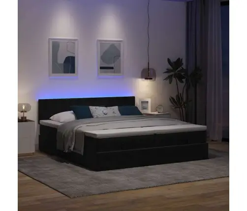 Osmaņu Gultas Rāmis Ar Matračiem Melns 160X200Cm Audums Vidaxl