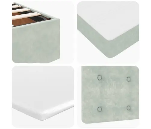 Osmanų Lovos Rėmas Su Čiužiniais, Pilkas, 180X200cm Aksomas