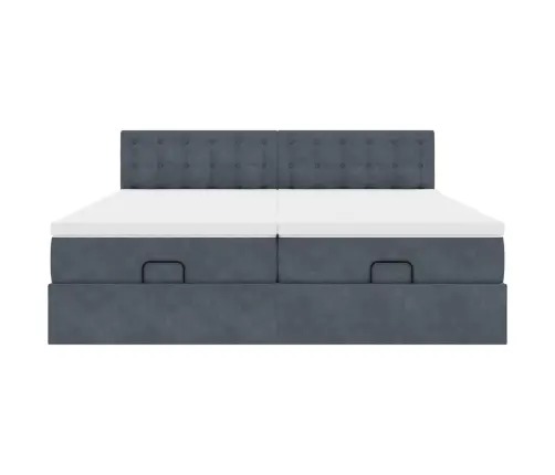 Ottomani Voodiraam Madratsitega, Tumehall, 200X200 cm Samet