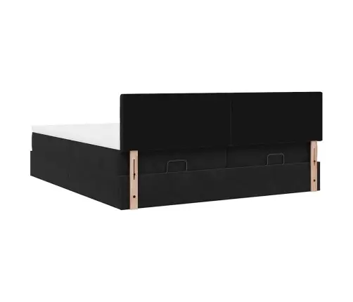 Osmaņu Gultas Rāmis Ar Matračiem Melns 200X200Cm Audums Vidaxl