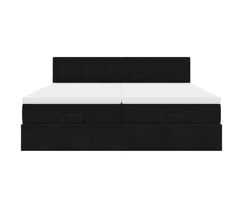 Osmaņu Gultas Rāmis Ar Matračiem Melns 200X200Cm Audums Vidaxl