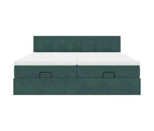 Ottomani Voodiraam Madratsitega, Tumeroheline, 200X200cm Samet