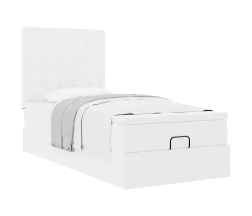 Ottomani Voodi Madratsiga, Valge, 80X200 cm Kunstnahk