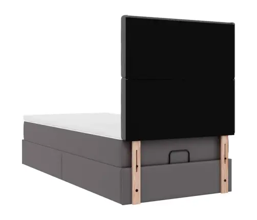 Osmaņu Gulta Ar Matrača, Pelēks, 80X200Cm, Mākslīgā Āda Vidaxl