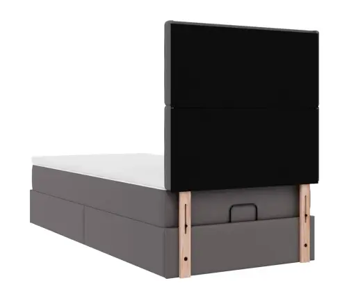 Osmaņu Gulta Ar Matrača, Pelēks, 90X190Cm, Mākslīgā Āda Vidaxl