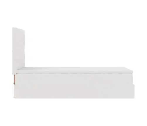 Ottomani Voodi Madratsiga, Valge, 90X200cm Kunstnahk