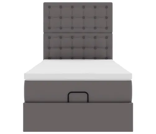 Osmaņu Gulta Ar Matrača, Pelēks, 90X200Cm, Mākslīgā Āda Vidaxl