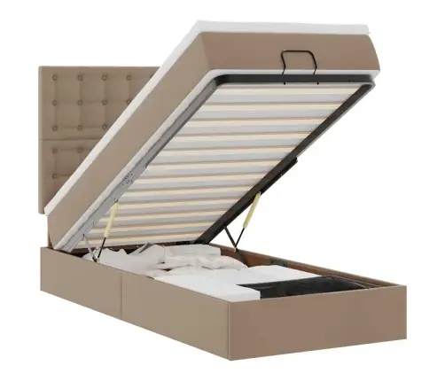 Osmaņu Gulta Ar Matrača, Kapučīno, 90X200Cm, Mākslīgā Āda Vidaxl