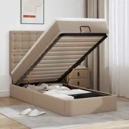 Ottomani Voodi Madratsiga, Cappuccino, 90X200cm Kunstnahk