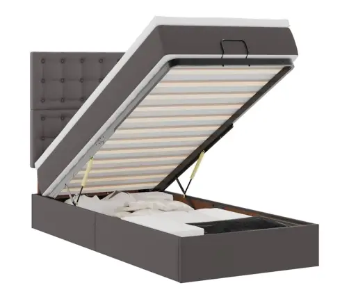 Osmaņu Gulta Ar Matrača, Pelēks, 100X200Cm, Mākslīgā Āda Vidaxl